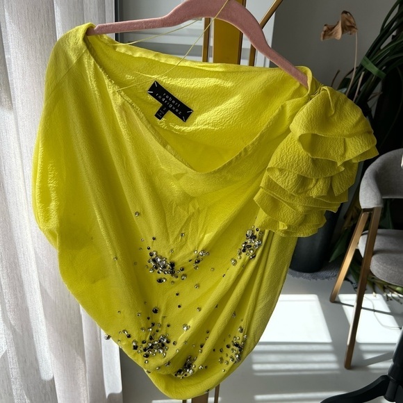 Robert Rodriguez Asymmetrical Neon Yellow Top - Picture 1 of 11